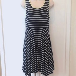 Olive & Oak Dress Navy & Grey Stripe Fit-N-Flare L